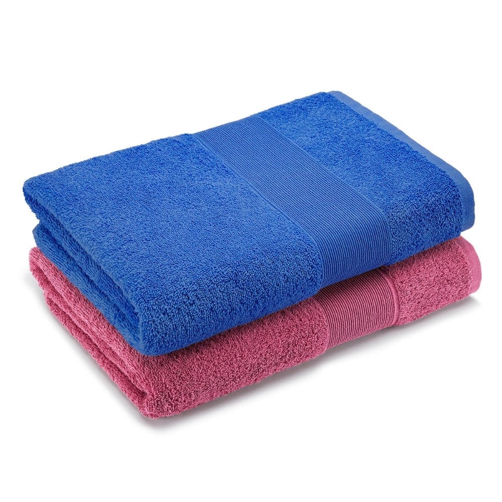 100% Cotton Harmony Combed Bath Towel- Pack Of 2 (Cobalt, Mulberry)