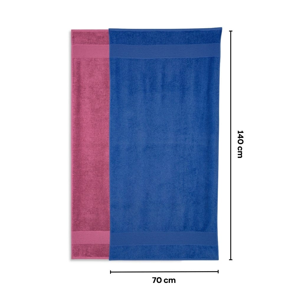 100% Cotton Harmony Combed Bath Towel- Pack Of 2 (Cobalt, Mulberry)