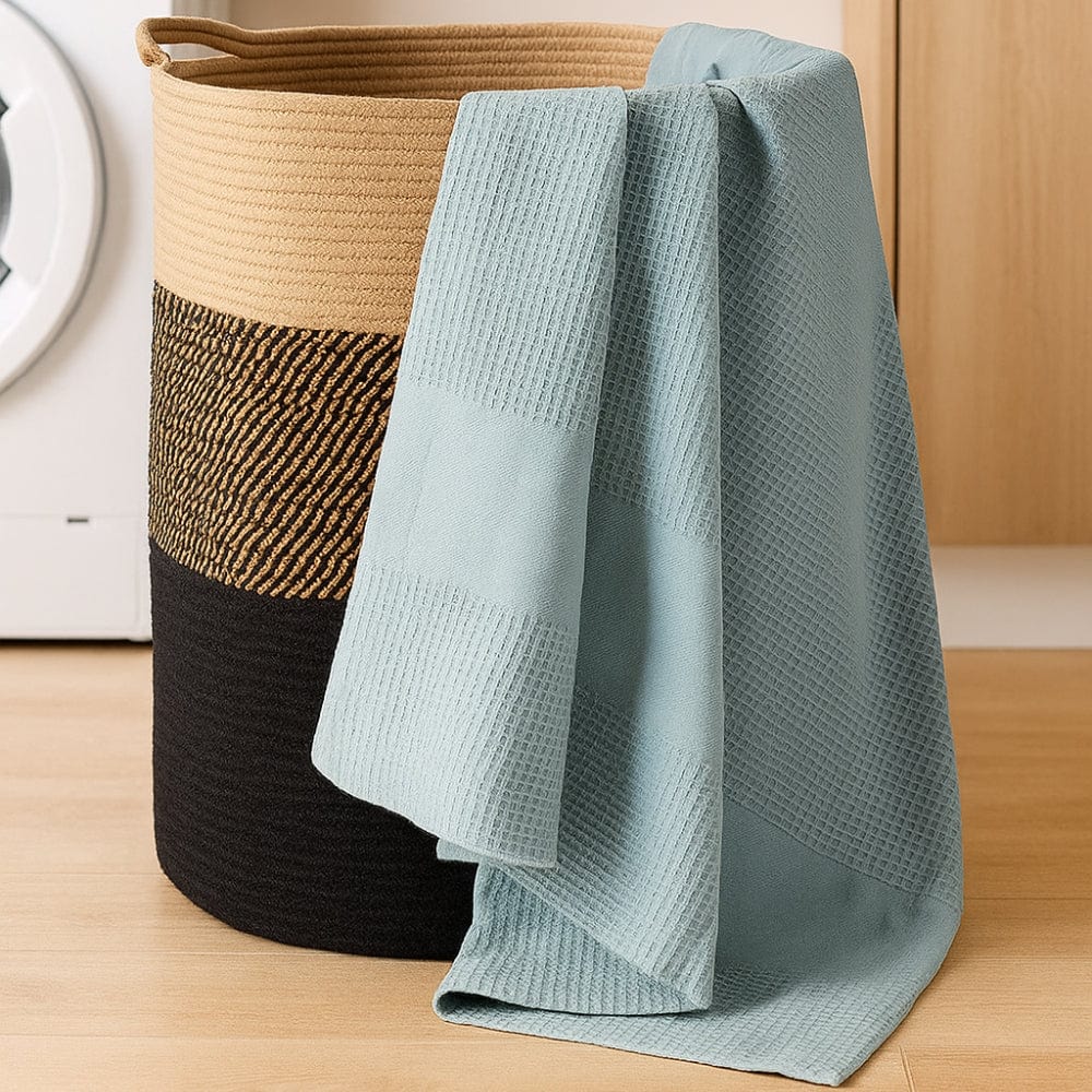 Honeycomb Maple Waffle Solid Bath Towel- Blue