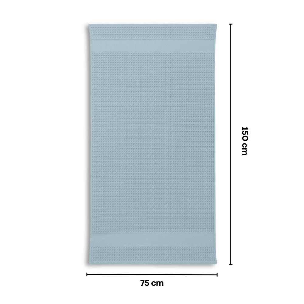 Honeycomb Maple Waffle Solid Bath Towel- Blue