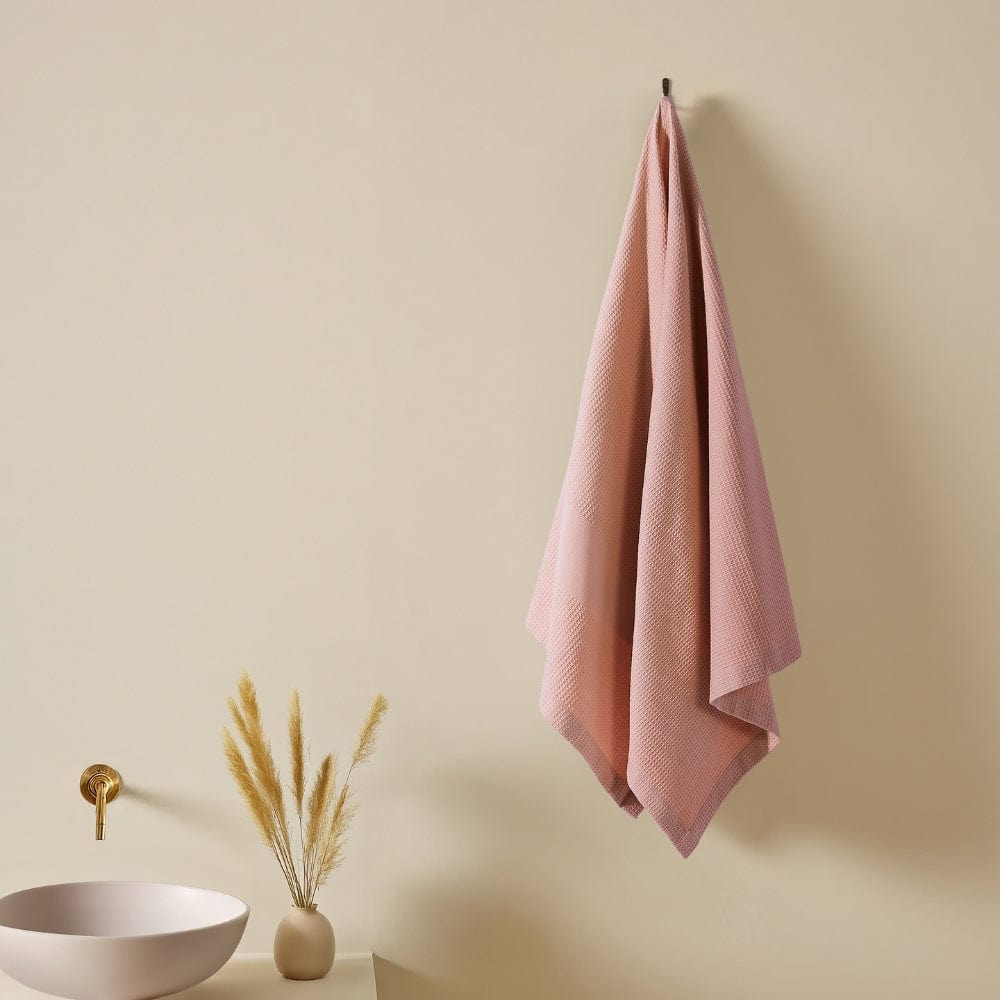 Honeycomb Maple Waffle Solid Bath Towel- Dusty Rose