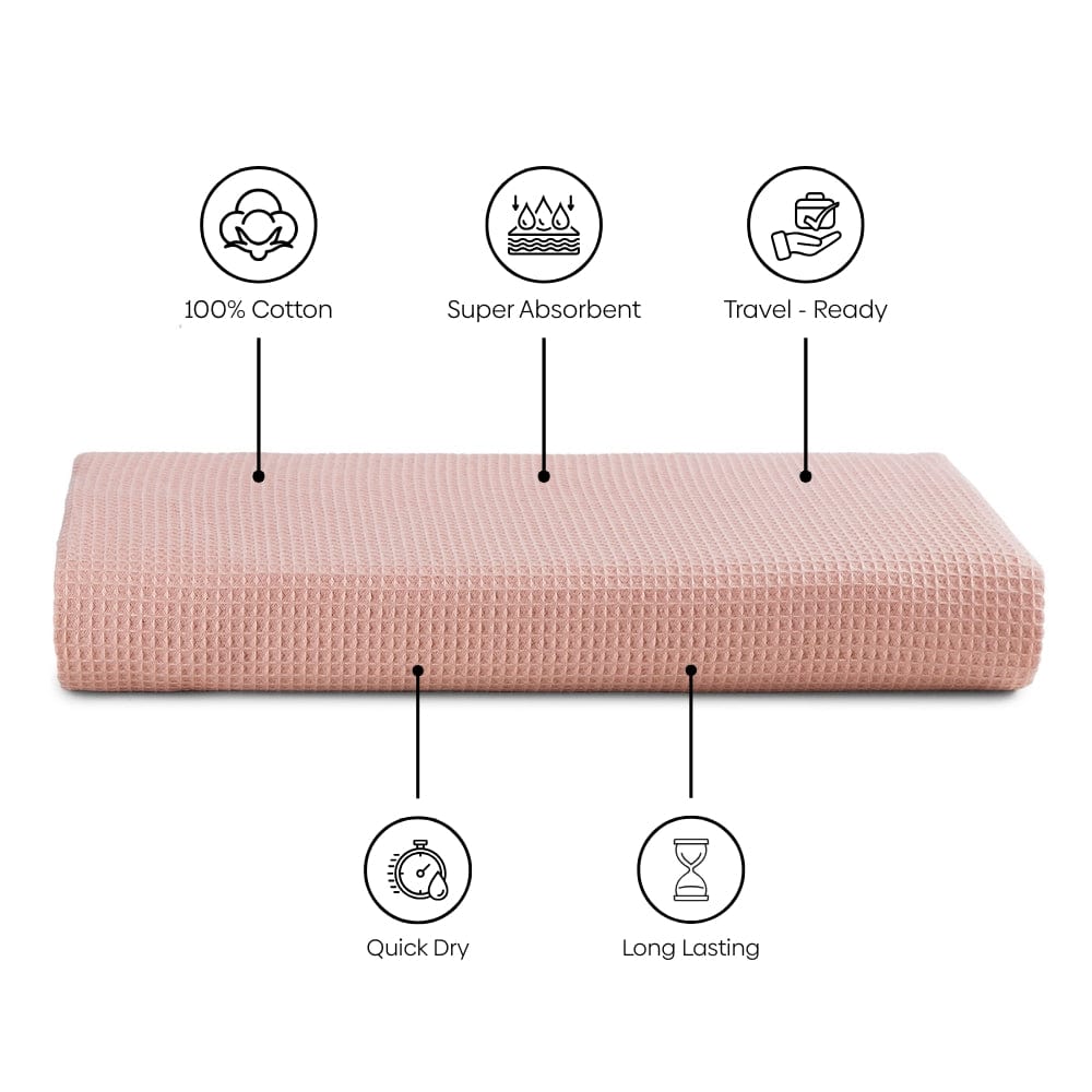 Honeycomb Maple Waffle Solid Bath Towel- Dusty Rose