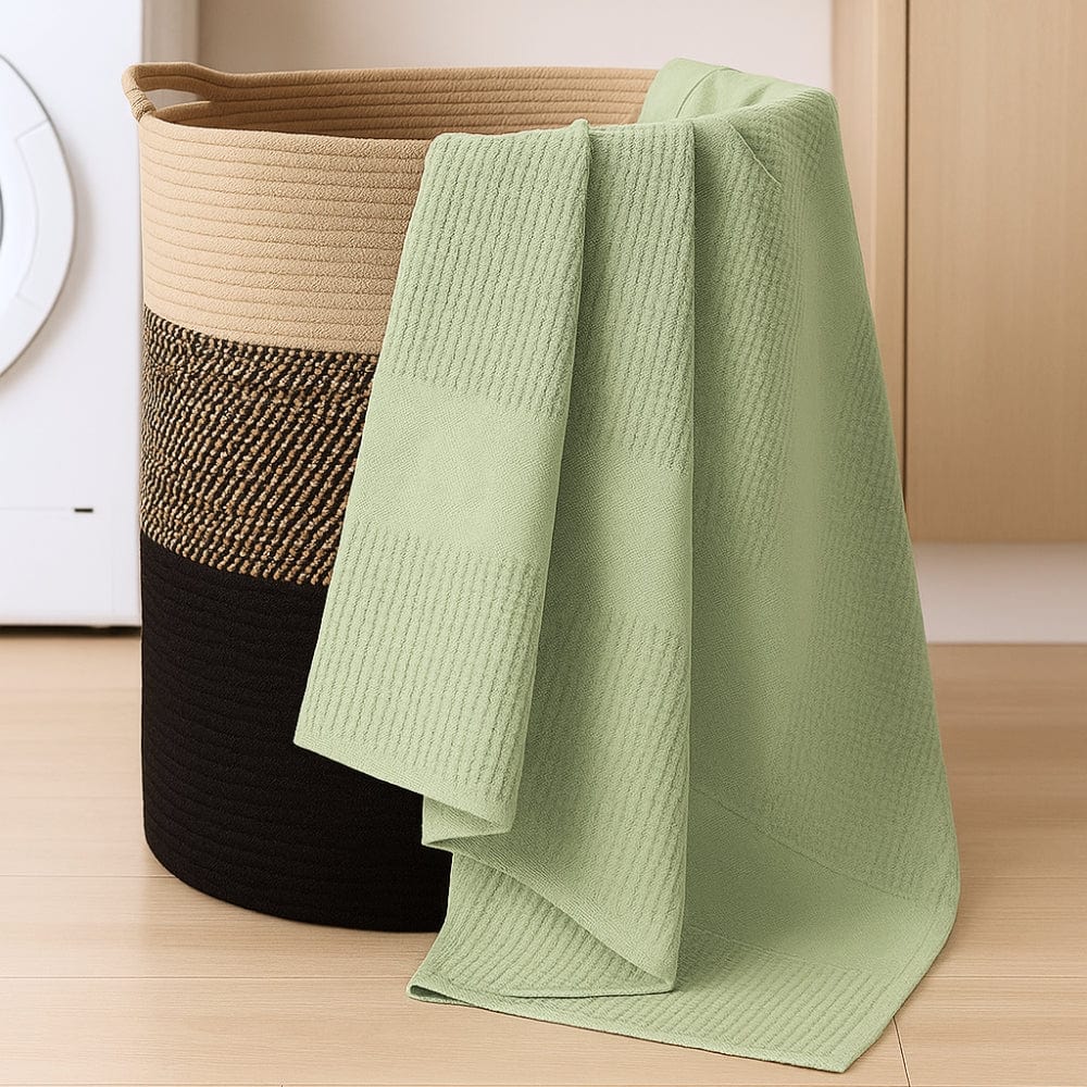 Honeycomb Maple Waffle Solid Bath Towel- Sage Green