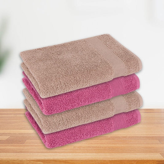 100% Cotton Harmony Combed Hand Towel- Pack Of 4  (Almond, Mulberry)