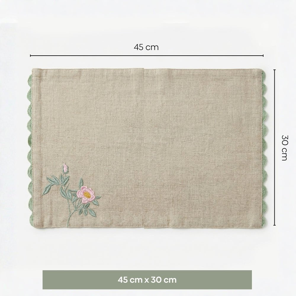 Botanique Clay Embroidered Table Placemats, Taupe (Pack of 2) - Table Linen | haus & kinder