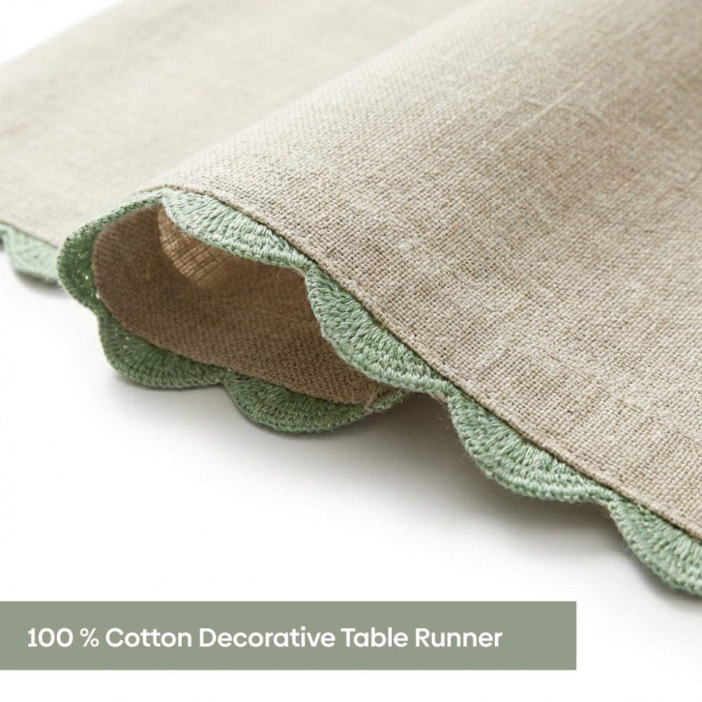 Botanique Clay Embroidered Table Runner, Taupe