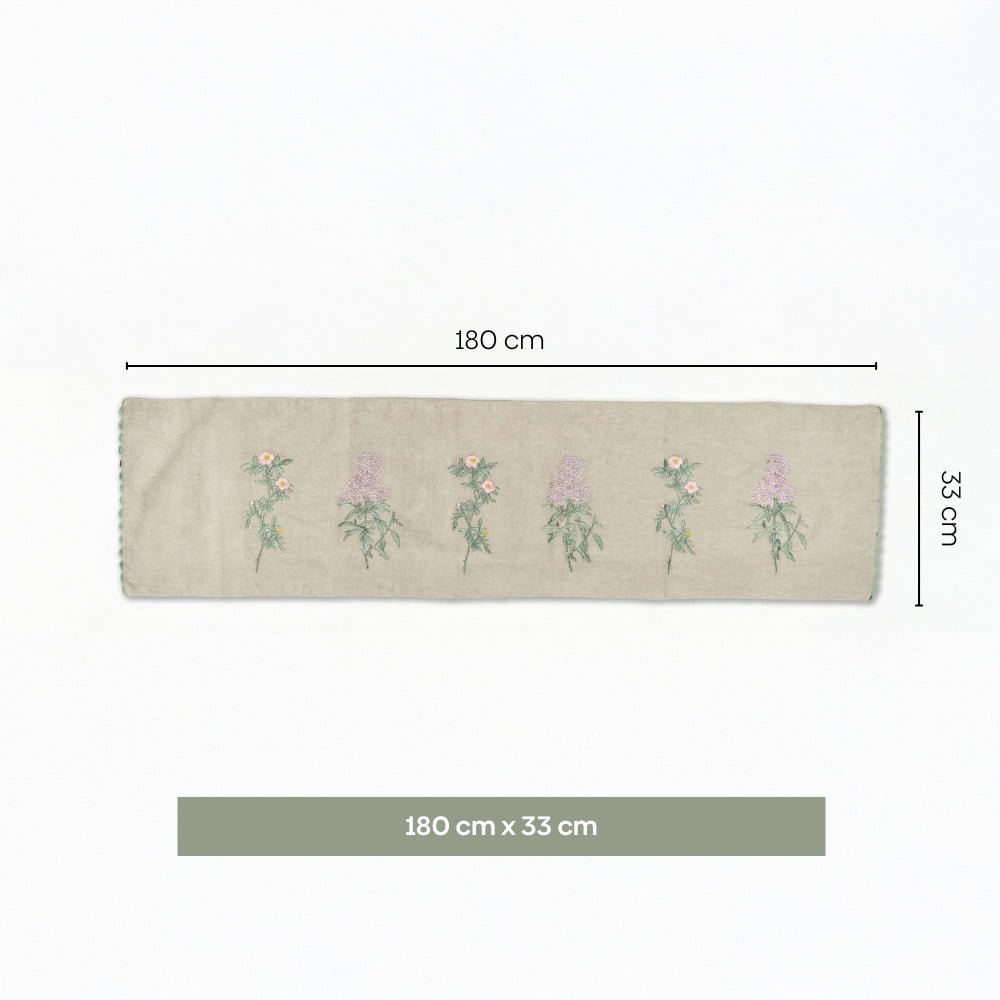Botanique Clay Embroidered Table Runner, Taupe - Table Linen | haus & kinder