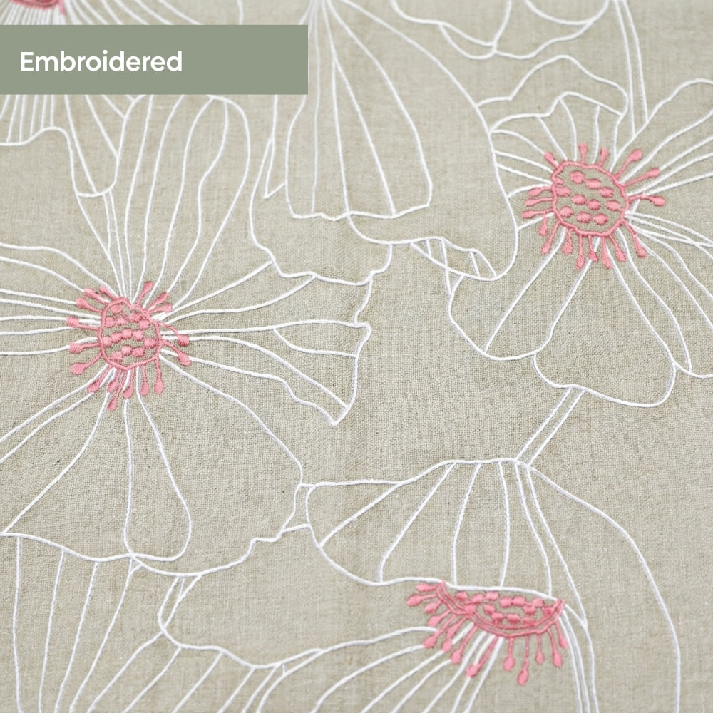 Dune Bloom Embroidered Table Runner, Taupe