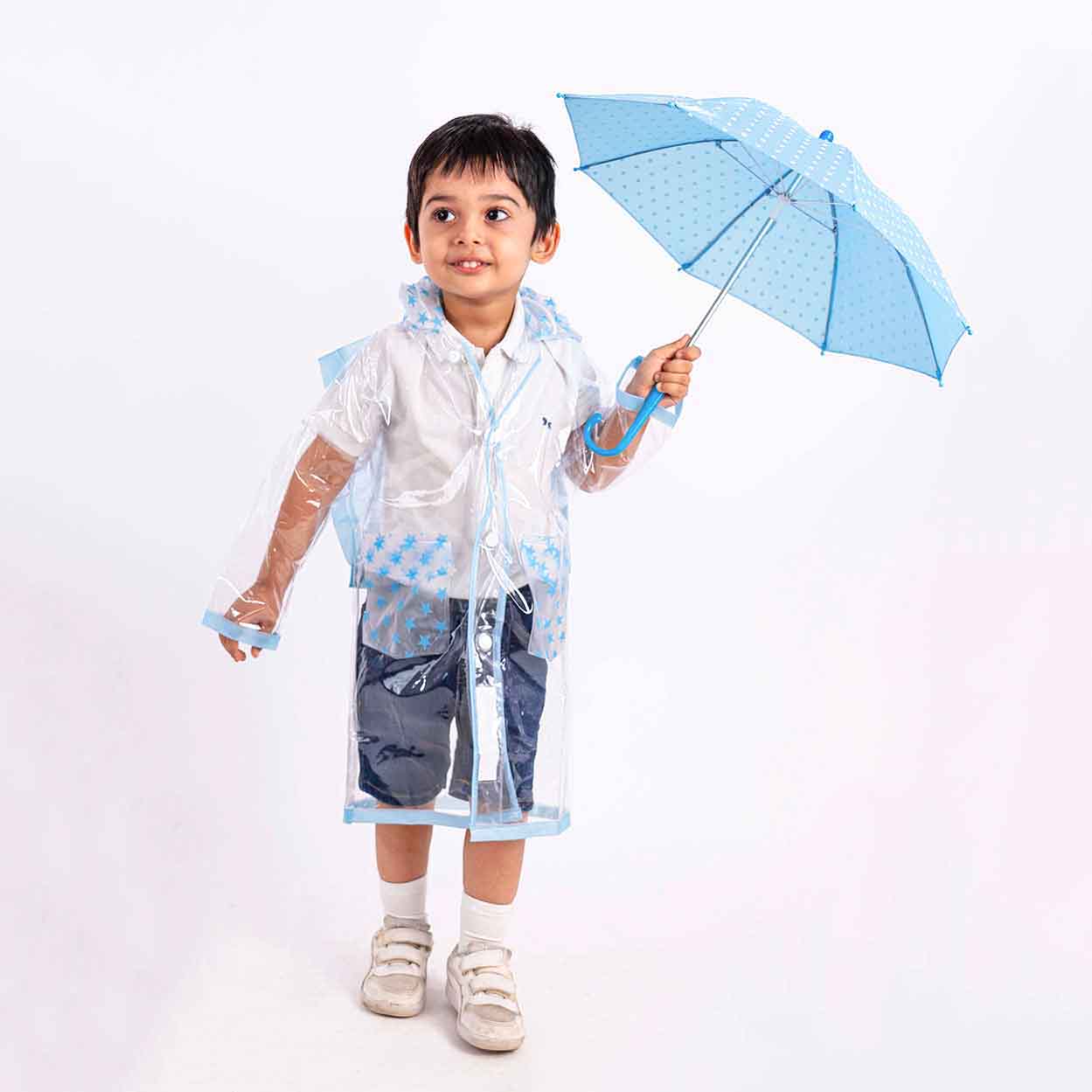 Clear Sky Kids Raincoat with inbuilt Backpack Extension, Clear Blue (2-5Y)