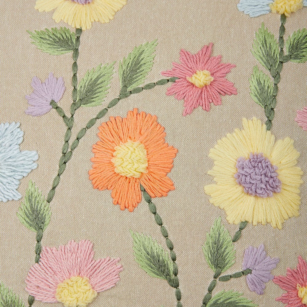 Embroidered Decorative Cushion Cover, Wildflower Bunch