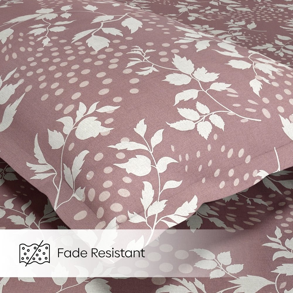 Wine foliage 100% Cotton Double Fitted Bedsheet, 144 TC - Fitted Double Size | haus & kinder
