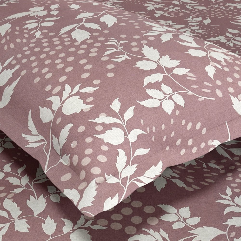 Wine foliage 100% Cotton Double Fitted Bedsheet, 144 TC - Fitted Double Size | haus & kinder