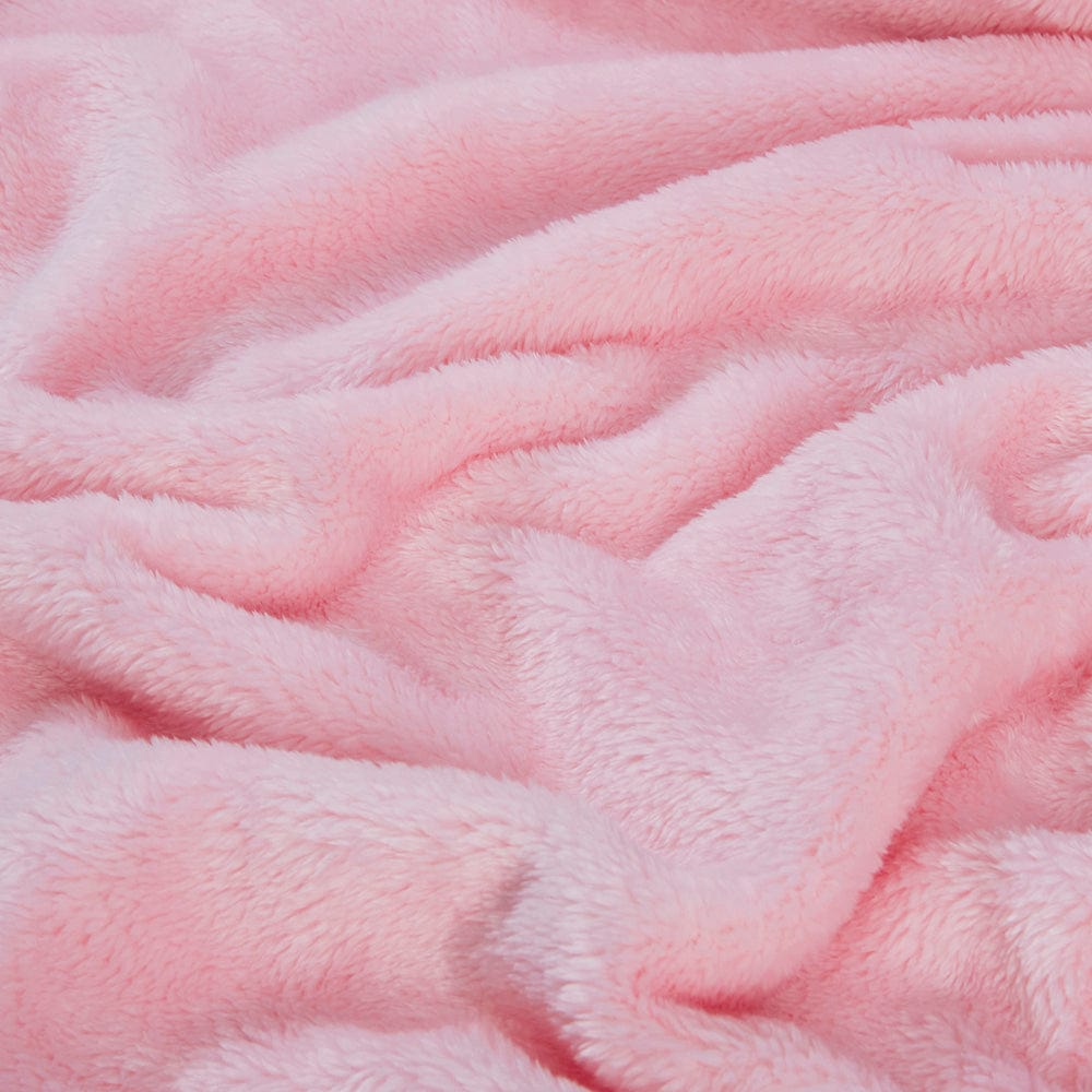 Plain Brush Cloth Super Soft Plush Single Flannel Blanket-Baby Pink