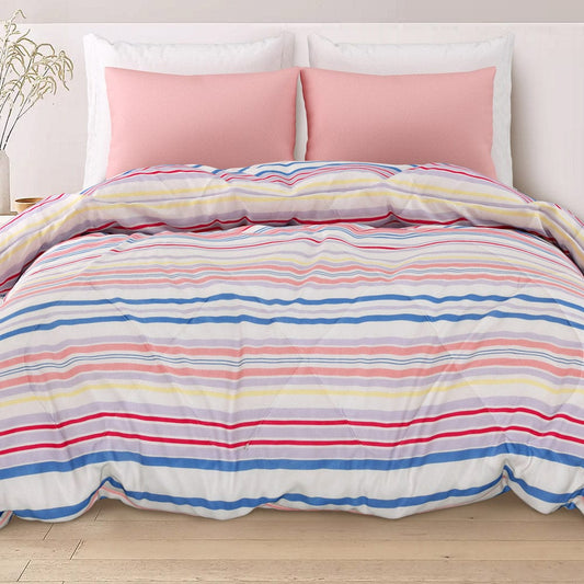 Multi Stripe Microfibre Reversible Comforter Single/Double Bed Size