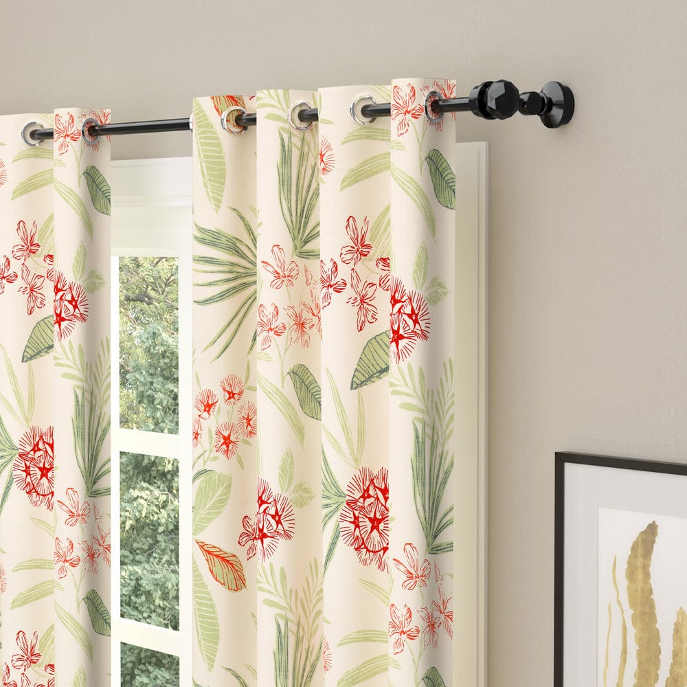 Modest Flower Red Curtain Set