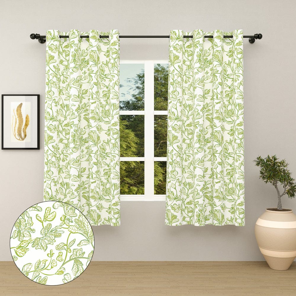 Leafy Canopy Green Curtain Set