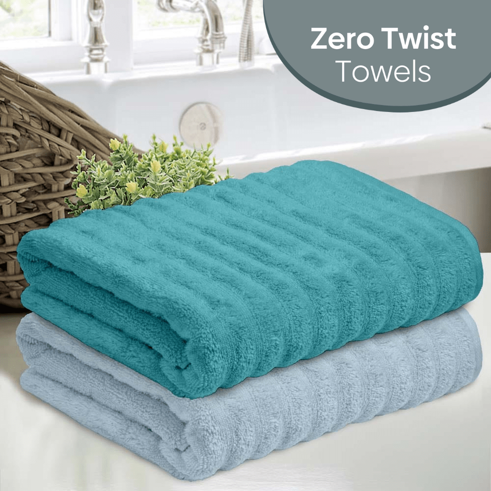 Zero Twist Luxury Bath Towel Set of 2 100 Cotton Turquoise Sky Bl haus kinder