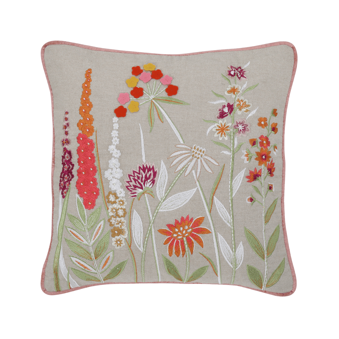 Embroidered Decorative Cushion Cover, Felt Floral - Cushion Covers | haus & kinder