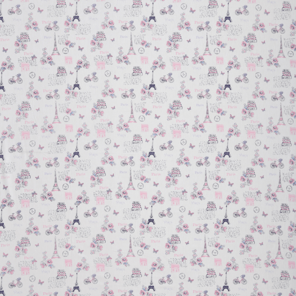 Trendy Prints 100% Cotton Single Bedsheet, Paris