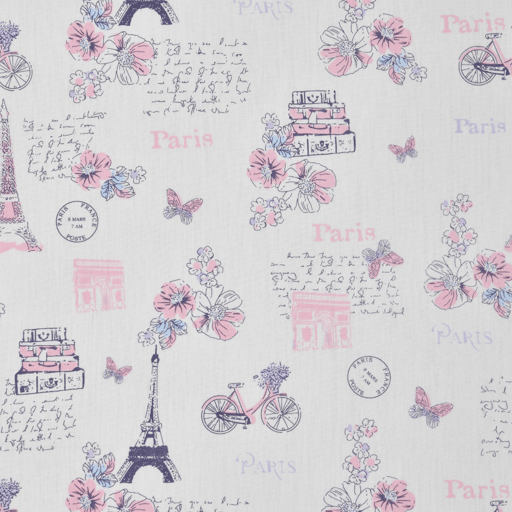 Trendy Prints 100% Cotton Single Bedsheet, Paris