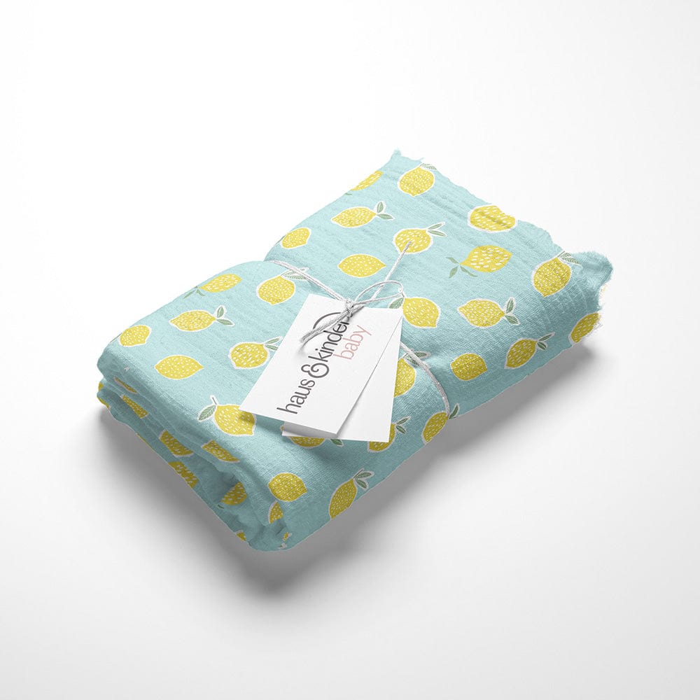 Fruit & Brute Collection 100% Cotton Soft Muslin Swaddles Wrap for Newborn Baby - Pack of 4 (100 x 100 cm, Yellow , blue , Multicolor)