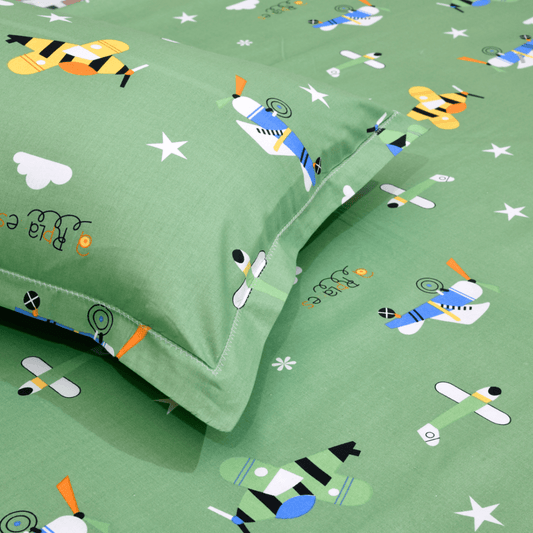 Trendy Prints Single Bedsheet for Kids, Aeroplanes