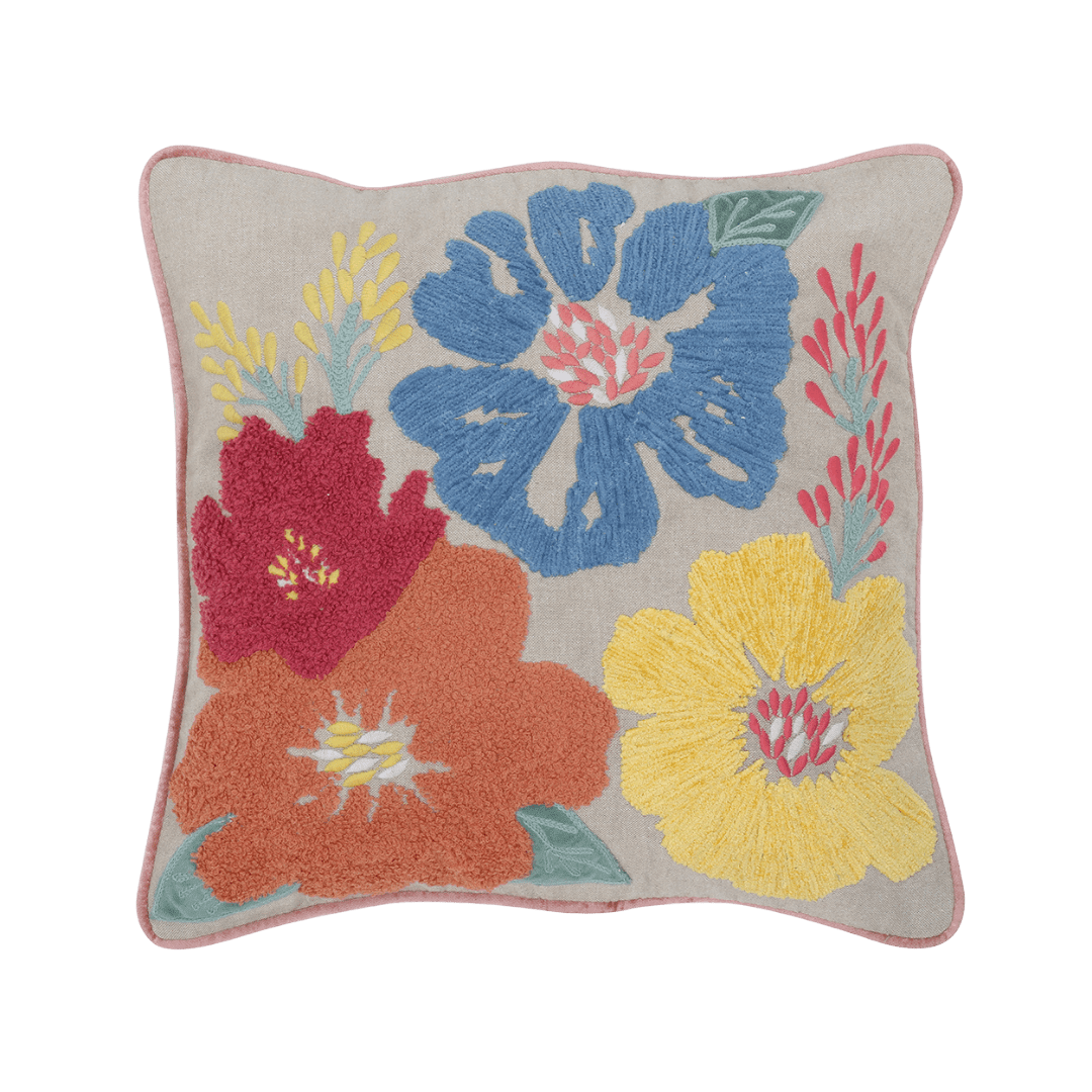 Embroidered Decorative Cushion Cover, Bold Floral - Cushion Covers | haus & kinder