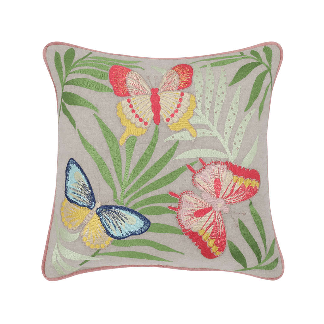 Embroidered Decorative Cushion Cover, Floral Butterfly - Cushion Covers | haus & kinder