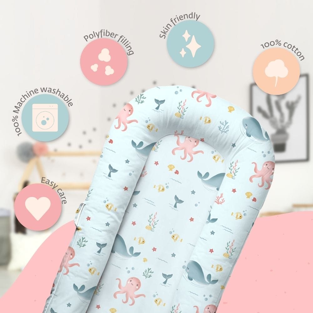 Vitamin Sea Baby Sleeping Nest, Portable Adjustable Newborn Crib Bassinet, 0-24 Months