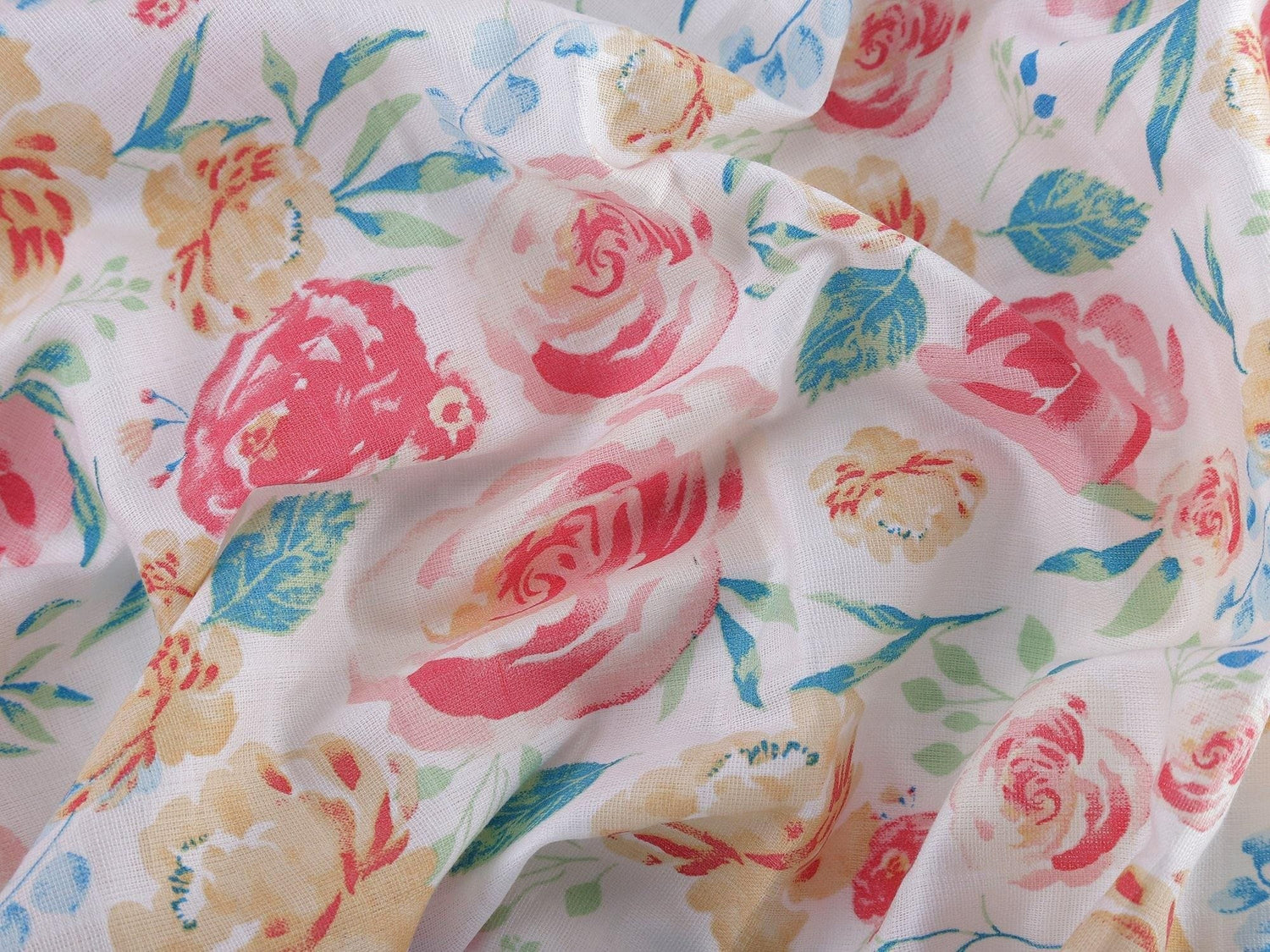 Florals 100% Cotton Muslin Swaddle Pack Of 2 (Ditsy, Happy) - haus & kinder