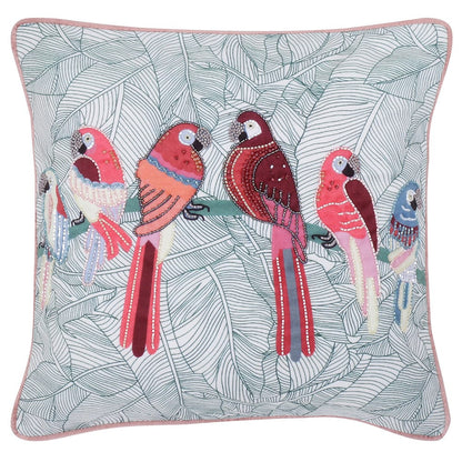 Embroidered Decorative Cushion Cover, Beaded Bird