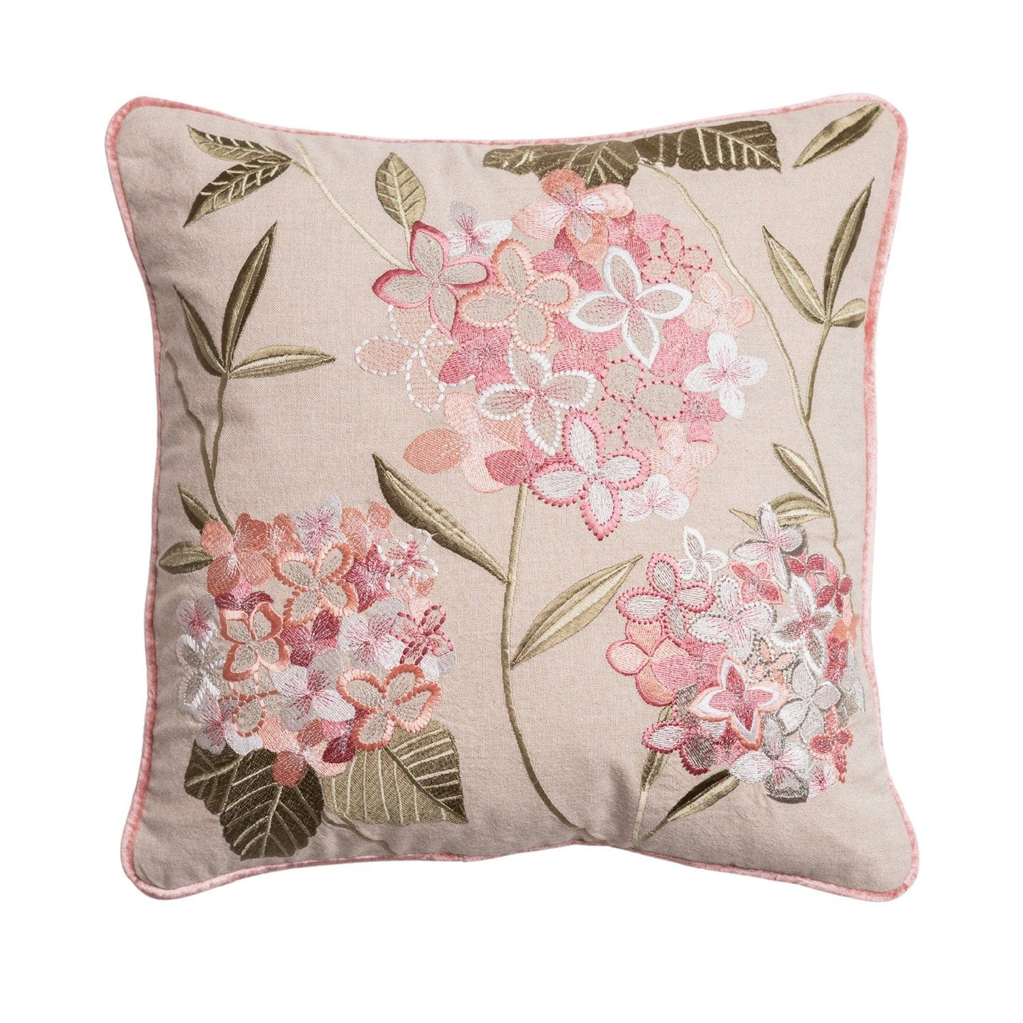 Embroidered Decorative Cushion Cover, Hydrangea