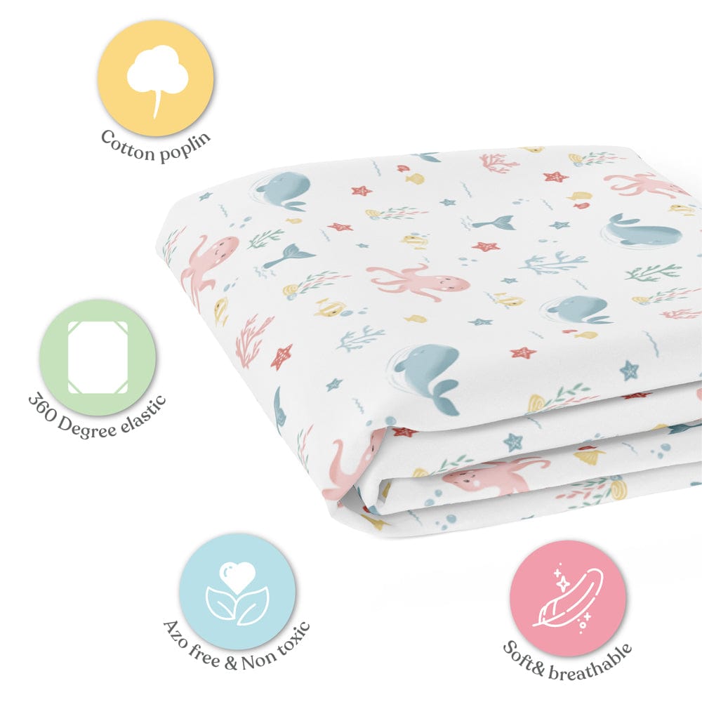 Vitamin Sea Cotton Fitted Crib Sheet.