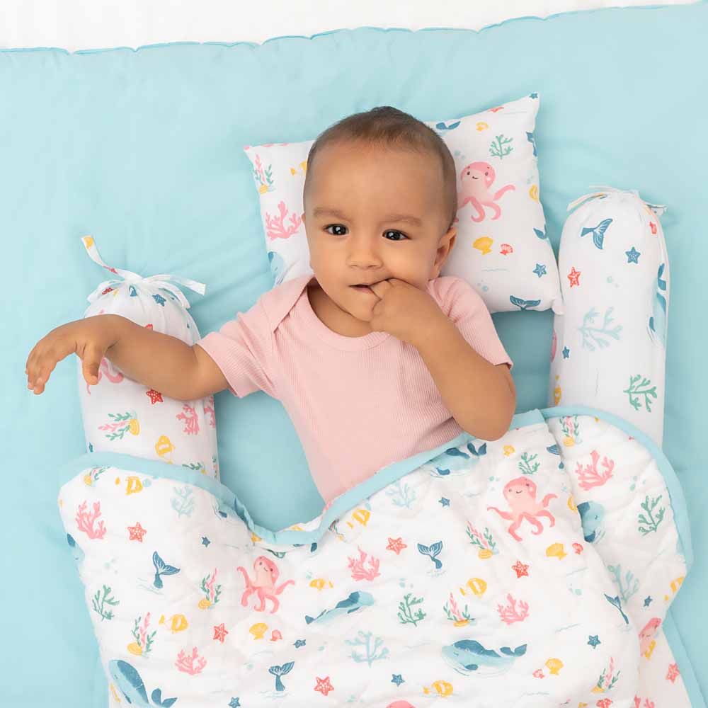 Bundle of Joy Bedding Set: Mattress, Bolsters with Quilt (Pack of 5,Vitamin Sea) - Bedding Set | haus & kinder