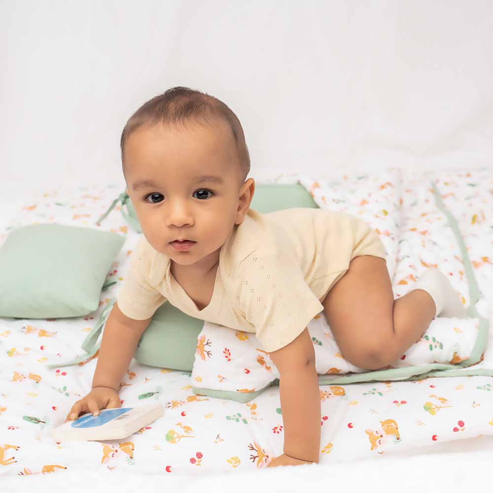 Bundle of Joy Bedding Set: Mattress, Bolsters with Quilt (Pack of 5,Whimsical Woodland) - Bedding Set | haus & kinder