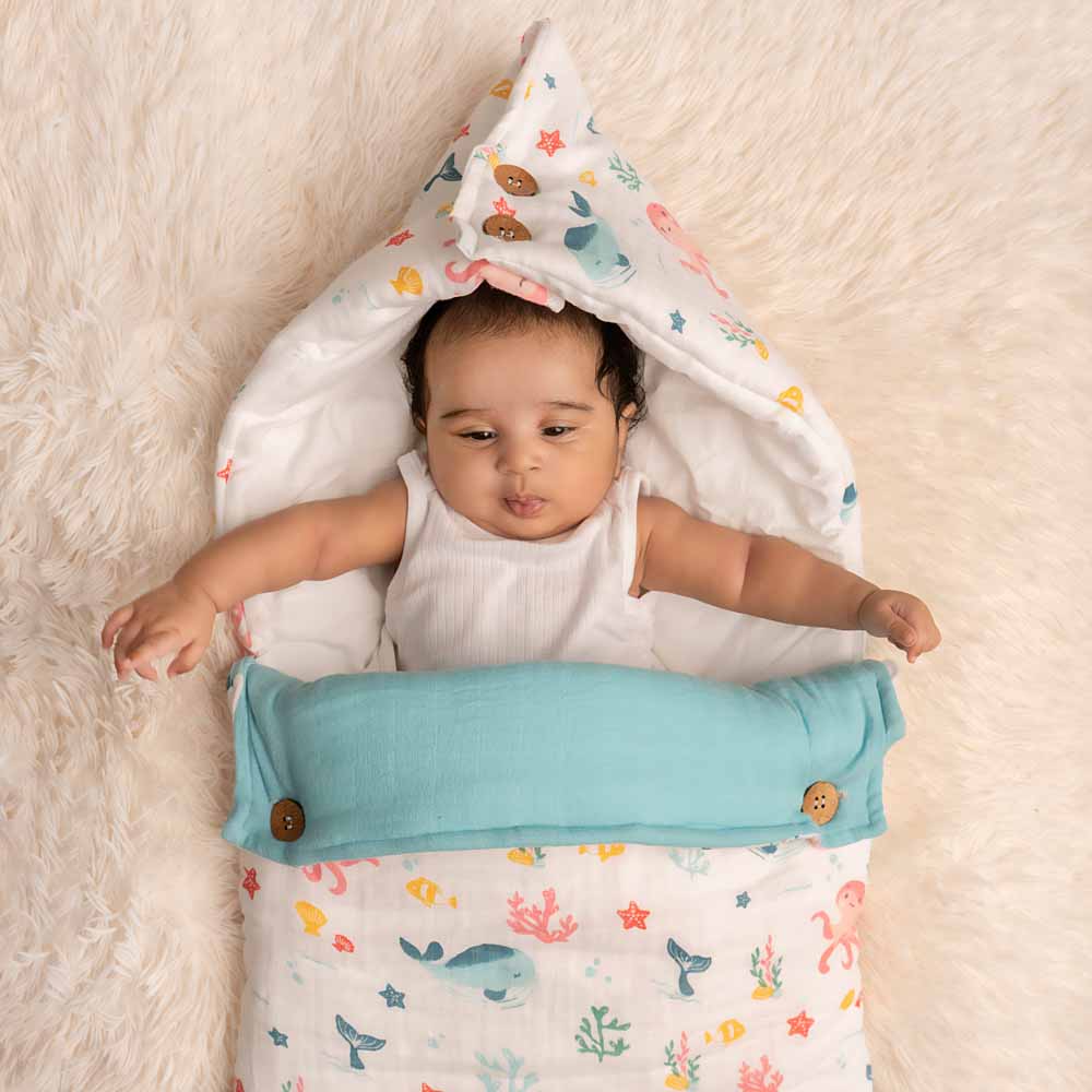 Vitamin Sea Muslin Carrier Nest / sleeping bag , 0-12 Months - Carrier Nest | haus & kinder