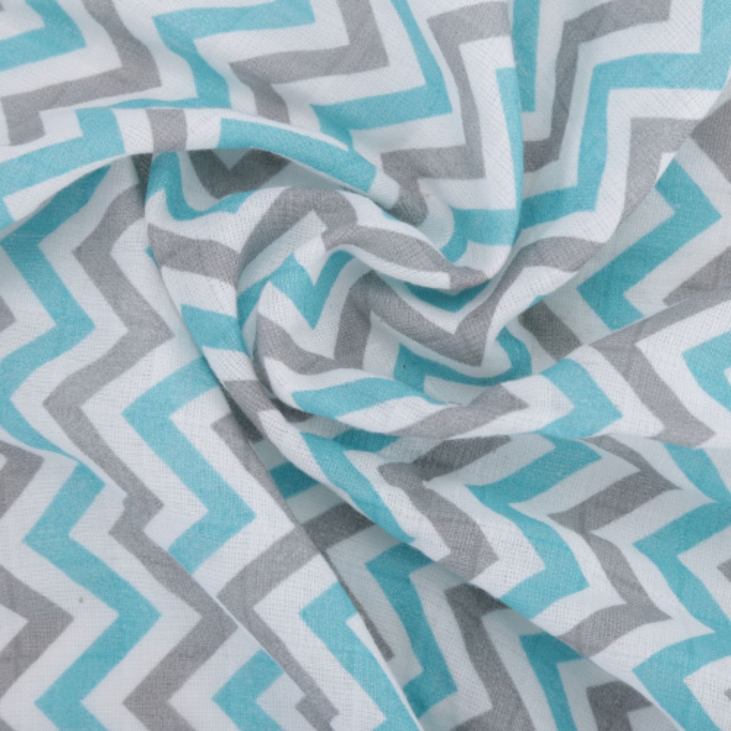 Chevron Stripes 100% Cotton Muslin Swaddle Pack Of 3 (Star Turquoise, Dots, Turquoise) - haus & kinder