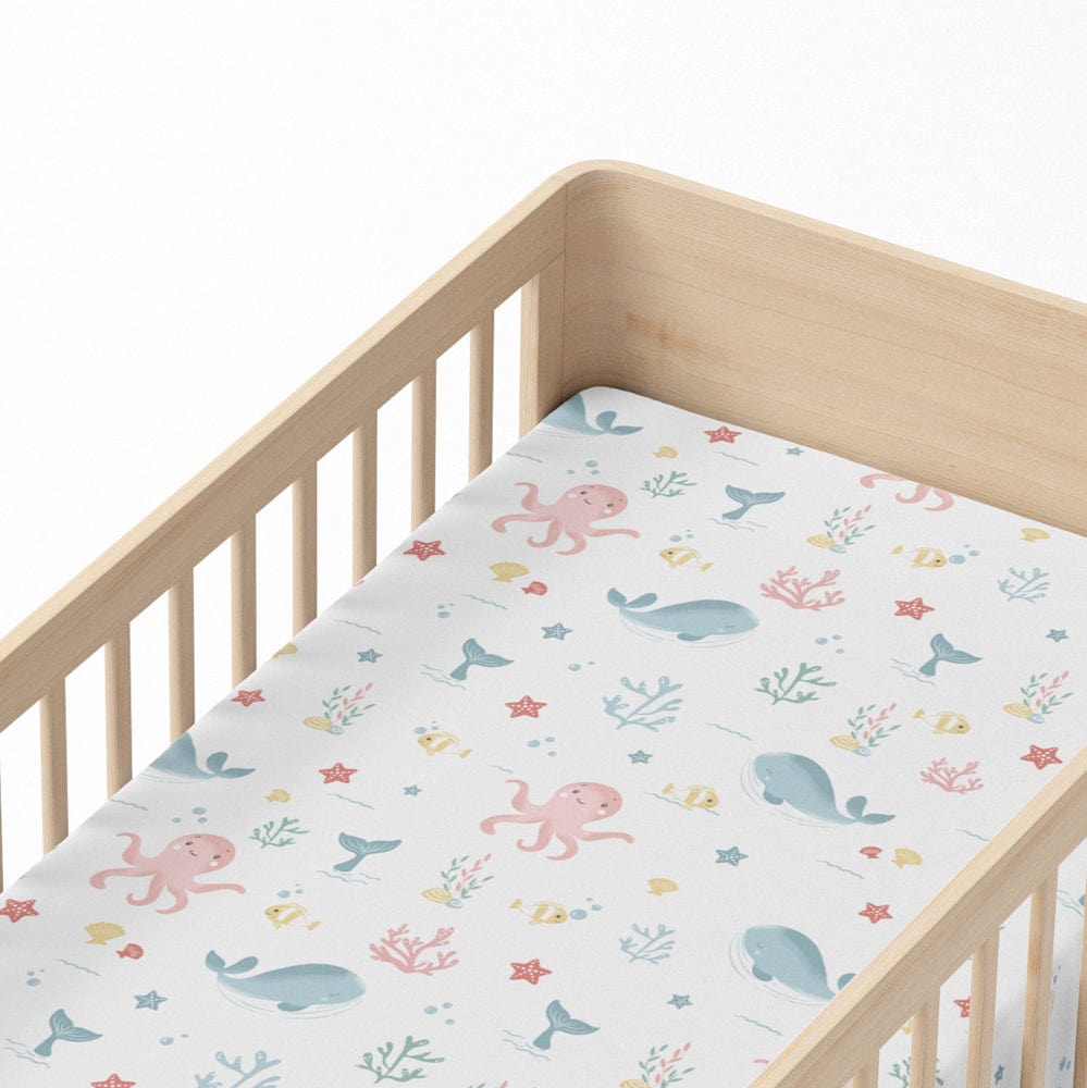 Vitamin Sea Cotton Fitted Crib Sheet.