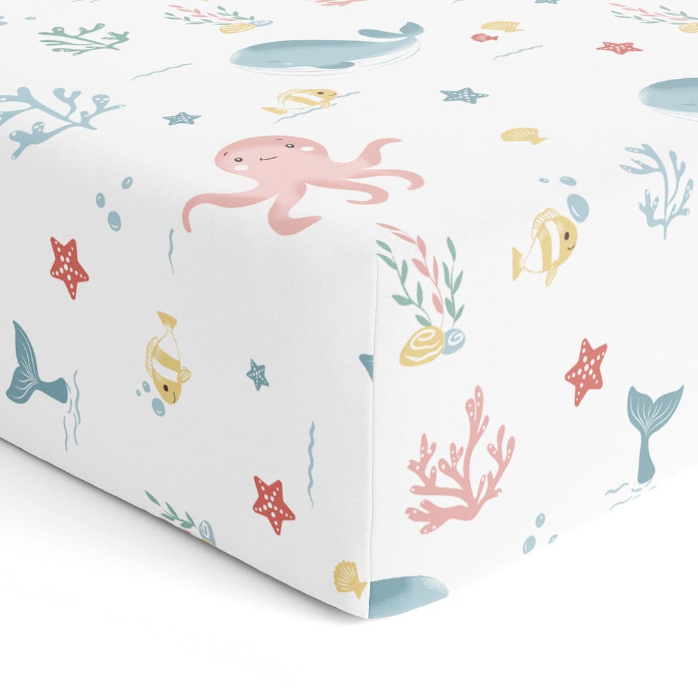 Vitamin Sea Cotton Fitted Crib Sheet.