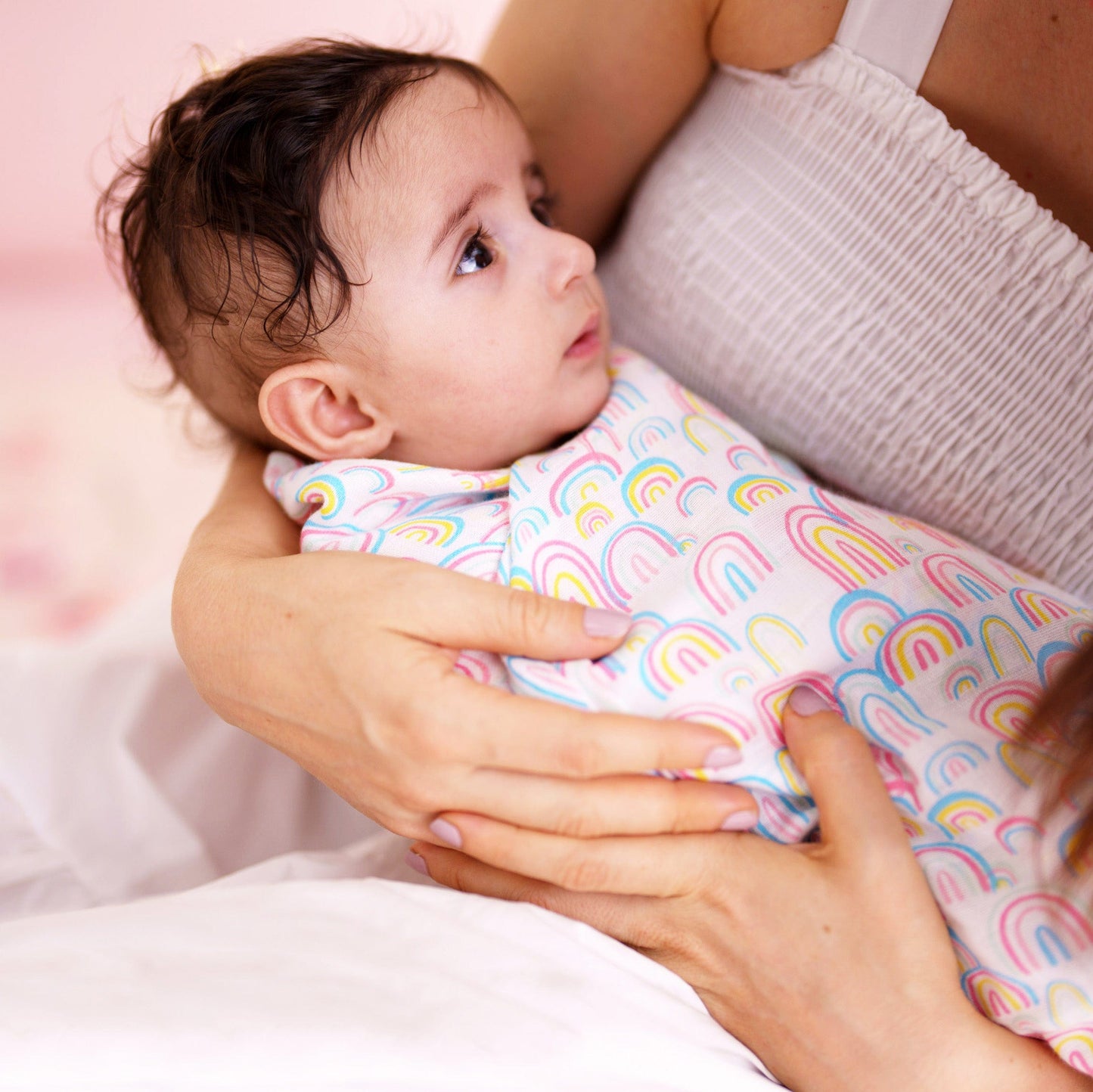 Rainbow Collection 100% Cotton Soft Muslin Swaddles Wrap for Newborn Baby - Pack of 3, Multicolor