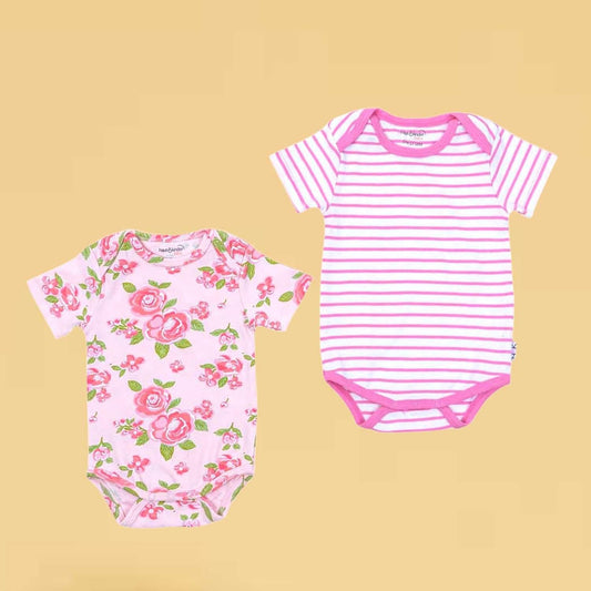 Baby Girl Pink Blush Short Sleeve Onesies Pack of 2 Collection
