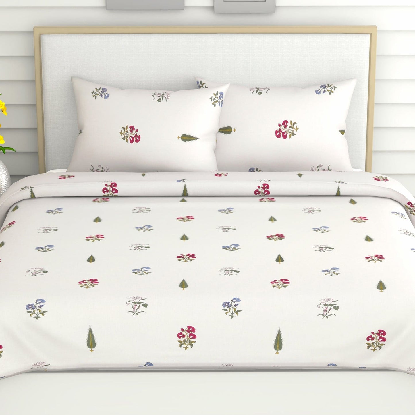 The Garden of Joy 100% Cotton Double Size Bedsheet, 186 TC