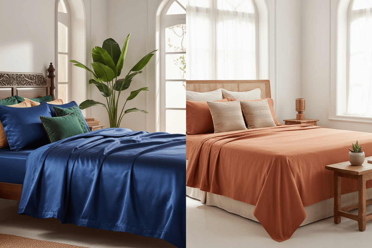 Satin vs Cotton Bedsheets: Which One Suits Indian Homes? - haus & kinder
