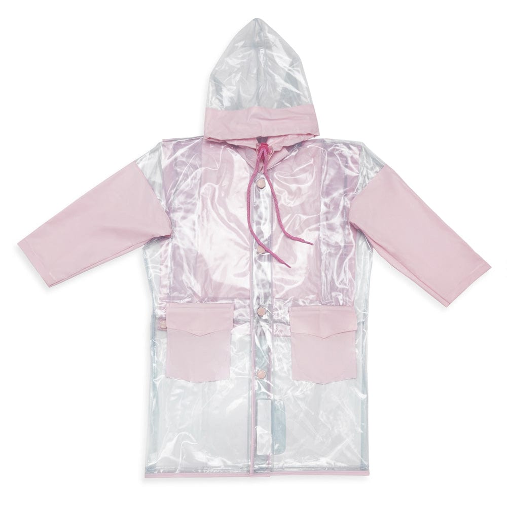 Clear Bloom Kids Raincoat with inbuilt backpack extension Clear Pink haus kinder