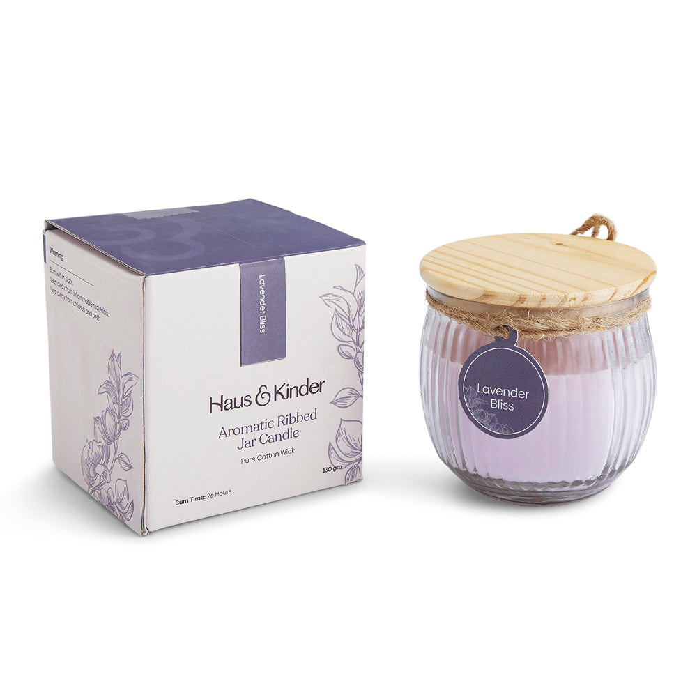 Aromatic Ribbed Jar Candle, Lilac