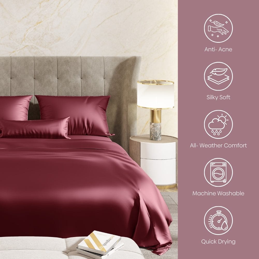 Satin Royale Crimson Velvet 300TC Satin Double Bedsheet