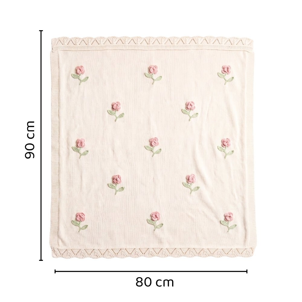 Rosette Charm Chrochet Blanket (0-2Y) - Swaddles and Blankets | haus & kinder
