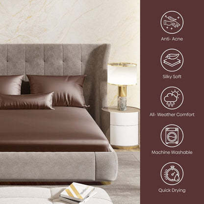 Satin Royale Mocha Velvet 300TC Satin Double Bedsheet