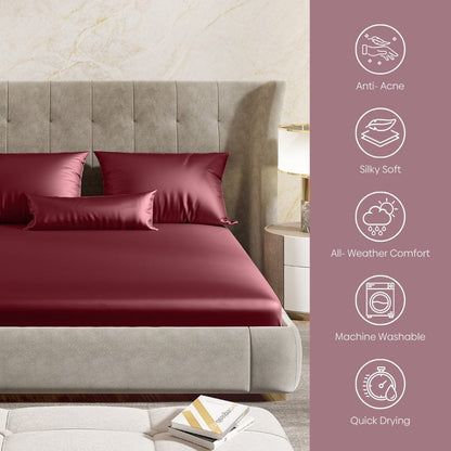 Satin Royale Crimson Velvet 300TC Satin Double Bedsheet