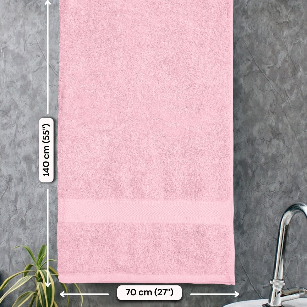 Bath Towel Set of 2, 100% Cotton, Pink & Skyblue